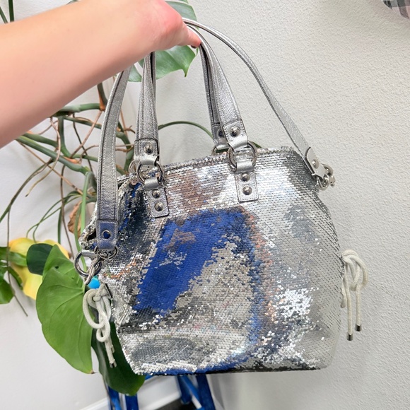 Y2K Vintage Coach Silver Sequin Poppy Spotlight 13821 - Picture 2 of 10